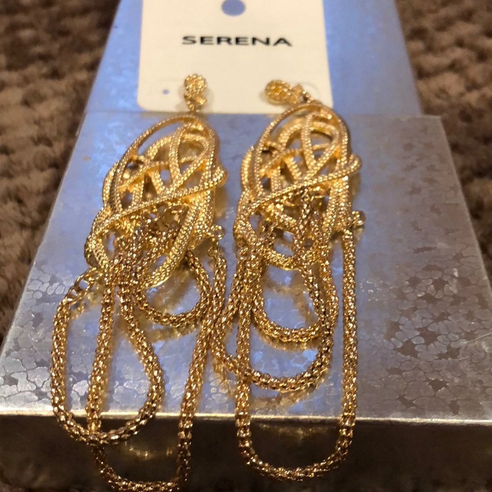 Serena gold tone hanging earrings